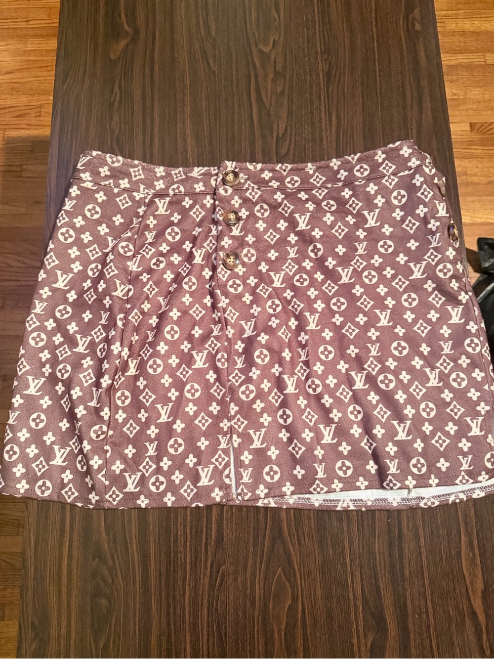 Louis Vuitton White Monogram Mini Skirt on Mauve